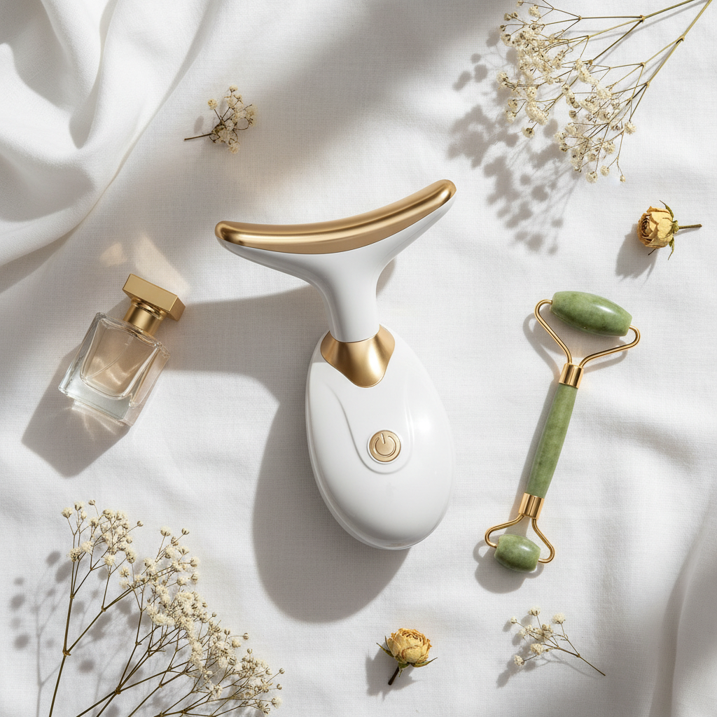 Flatlay — Neck Device with Luxury Props