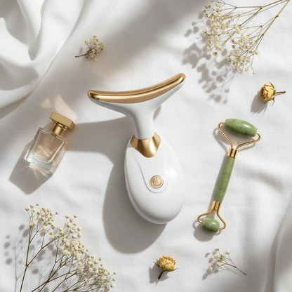 Flatlay — Neck Device with Luxury Props