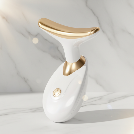 Hero Product Shot — White & Gold Neck Device